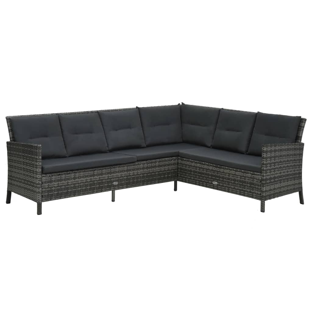 VidaXL 4-delige Loungeset met kussens poly rattan grijs