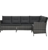 VidaXL 4-delige Loungeset met kussens poly rattan grijs