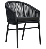 VidaXL 3-delige Bistroset met kussens PE-rattan zwart