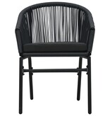 VidaXL 3-delige Bistroset met kussens PE-rattan zwart