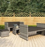 VidaXL 5-delige Loungeset met kussens poly rattan grijs