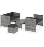 VidaXL 5-delige Loungeset met kussens poly rattan grijs