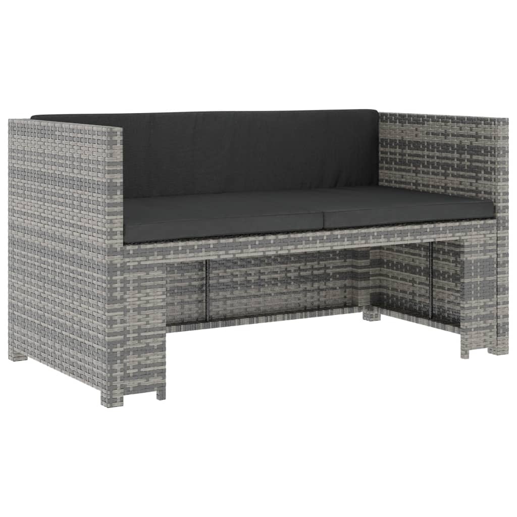 VidaXL 5-delige Loungeset met kussens poly rattan grijs
