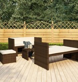 VidaXL 5-delige Loungeset met kussens poly rattan bruin