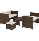 VidaXL 5-delige Loungeset met kussens poly rattan bruin