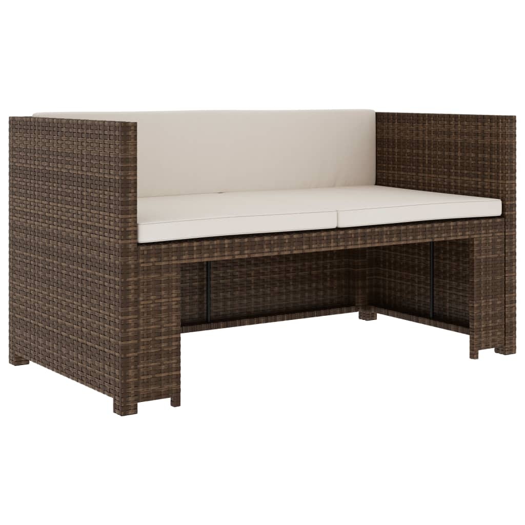 VidaXL 5-delige Loungeset met kussens poly rattan bruin