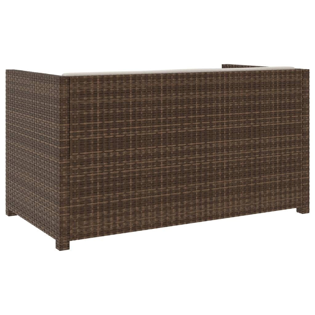 VidaXL 5-delige Loungeset met kussens poly rattan bruin
