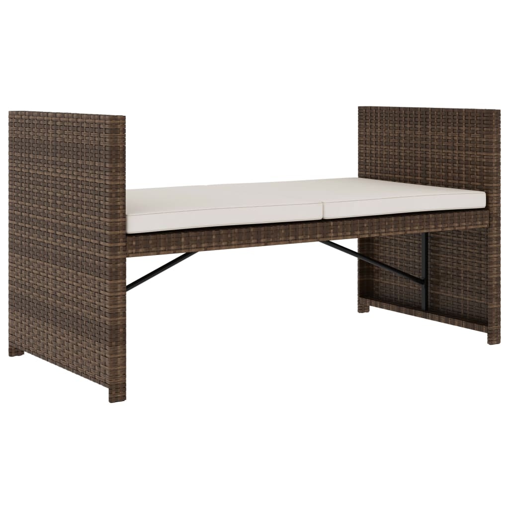 VidaXL 5-delige Loungeset met kussens poly rattan bruin