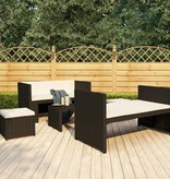 VidaXL 5-delige Loungeset met kussens poly rattan zwart