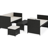 VidaXL 5-delige Loungeset met kussens poly rattan zwart