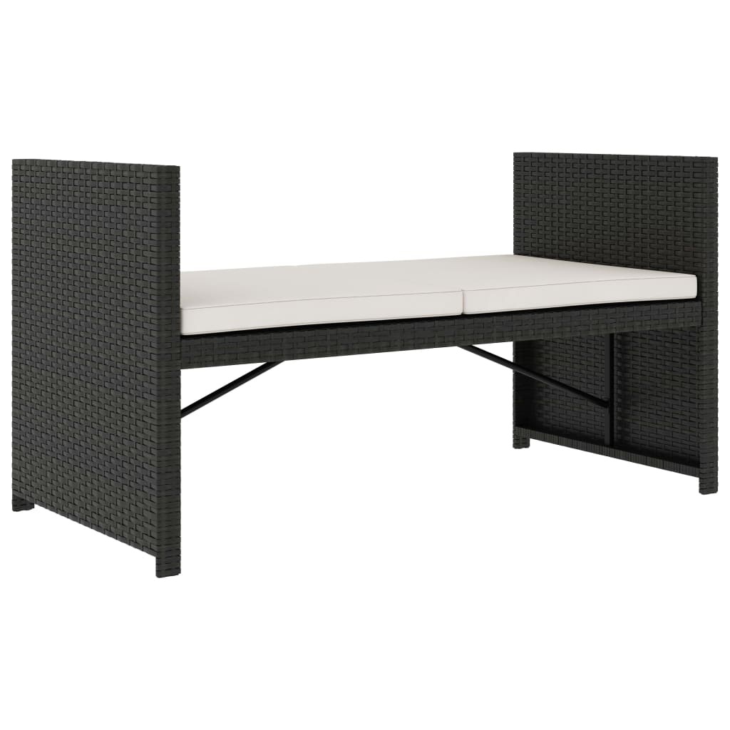 VidaXL 5-delige Loungeset met kussens poly rattan zwart