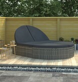 VidaXL Ligbed met kussens 2-persoons poly rattan grijs