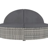 VidaXL Ligbed met kussens 2-persoons poly rattan grijs
