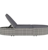 VidaXL Ligbed met kussens 2-persoons poly rattan grijs