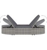 VidaXL Ligbed met kussens 2-persoons poly rattan grijs