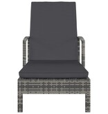 VidaXL Ligbed met armleuningen poly rattan grijs