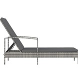 VidaXL Ligbed met armleuningen poly rattan grijs