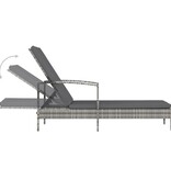 VidaXL Ligbed met armleuningen poly rattan grijs