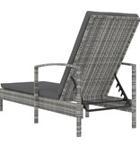 VidaXL Ligbed met armleuningen poly rattan grijs