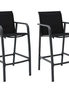 VidaXL Tuinbarstoelen 2 st textileen zwart