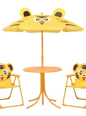 VidaXL 3-delige Bistroset voor kinderen met parasol geel