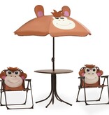 VidaXL 3-delige Bistroset voor kinderen met parasol bruin