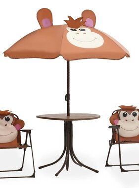 VidaXL 3-delige Bistroset voor kinderen met parasol bruin
