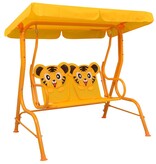 VidaXL Kinderschommelbank 115x75x110 cm stof geel