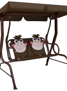 VidaXL Kinderschommelbank 115x75x110 cm stof bruin