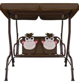 VidaXL Kinderschommelbank 115x75x110 cm stof bruin