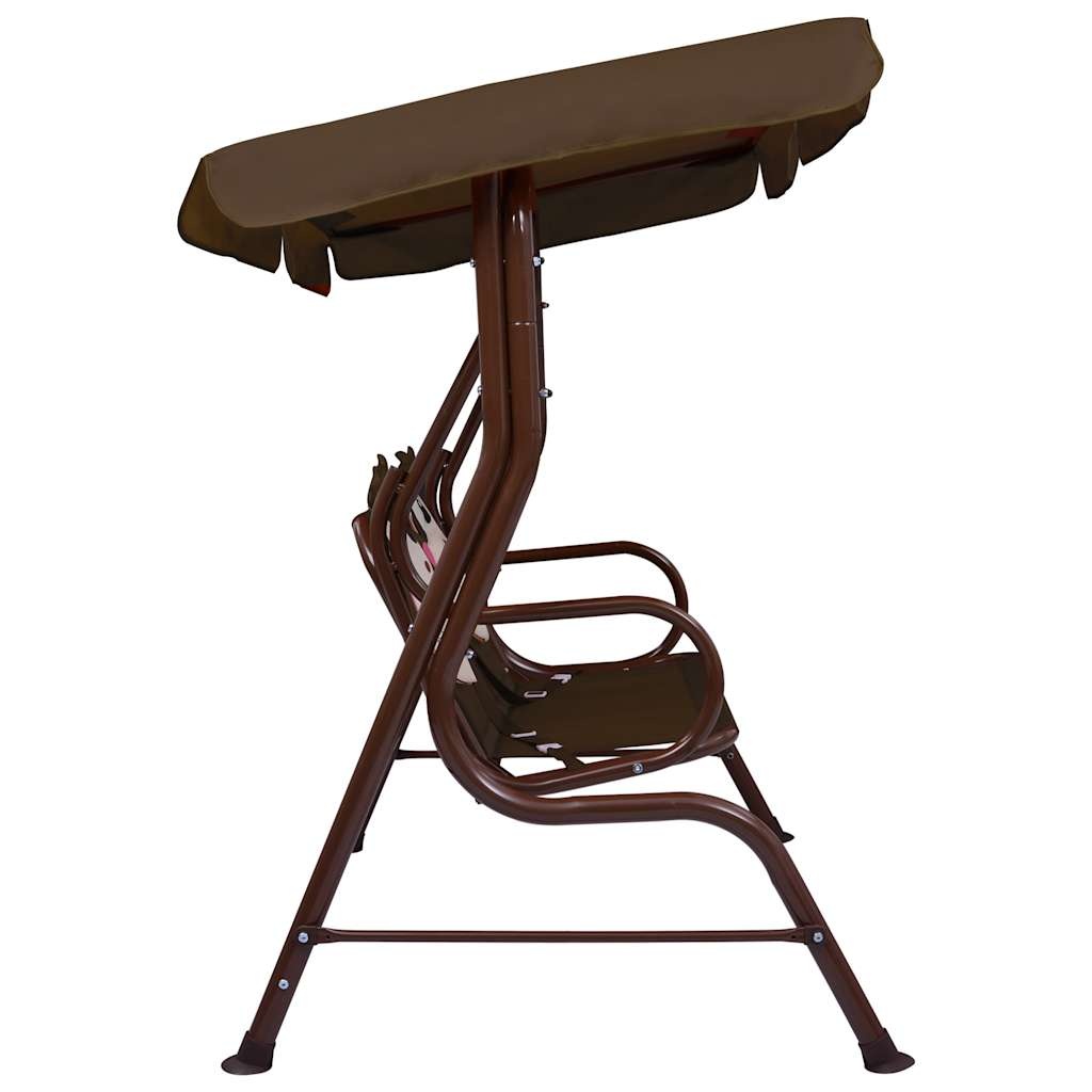VidaXL Kinderschommelbank 115x75x110 cm stof bruin