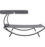 VidaXL Loungebed met luifel en kussen grijs