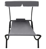 VidaXL Loungebed met luifel en kussen grijs