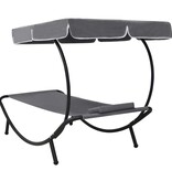 VidaXL Loungebed met luifel en kussen grijs