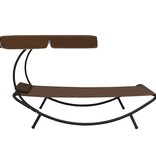 VidaXL Loungebed met luifel en kussen bruin