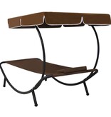 VidaXL Loungebed met luifel en kussen bruin