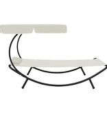 VidaXL Loungebed met luifel en kussen crèmewit