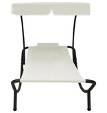 VidaXL Loungebed met luifel en kussen crèmewit