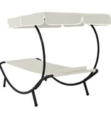 VidaXL Loungebed met luifel en kussen crèmewit