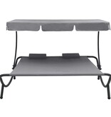VidaXL Loungebed met luifel en kussens grijs