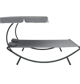VidaXL Loungebed met luifel en kussens grijs