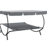 VidaXL Loungebed met luifel en kussens grijs