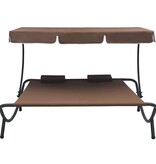 VidaXL Loungebed met luifel en kussens bruin