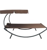 VidaXL Loungebed met luifel en kussens bruin