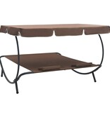 VidaXL Loungebed met luifel en kussens bruin