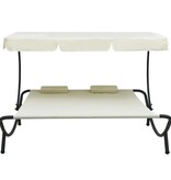 VidaXL Loungebed met luifel en kussens crèmewit