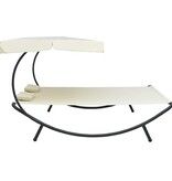 VidaXL Loungebed met luifel en kussens crèmewit