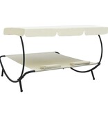 VidaXL Loungebed met luifel en kussens crèmewit