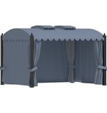 VidaXL Prieel met gordijnen 3x4 m staal antraciet