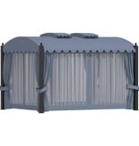 VidaXL Prieel met gordijnen 3x4 m staal antraciet